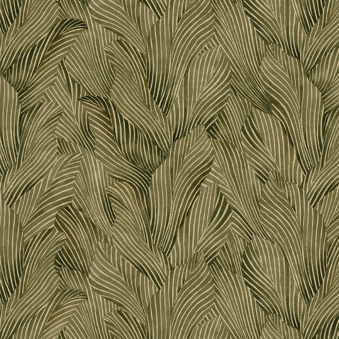 Fabric P & B Textiles Moss Green Tonal Leaves Earth Tones 108" Wide Back by the Quarter Yard EARW05785-M