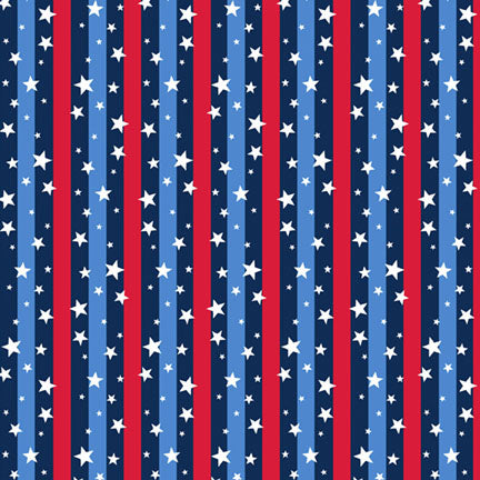 Fabric P & B Textiles Multi Land of Liberty Stripe Patriotic Minis by the Quarter Yard PMIN6048-MU