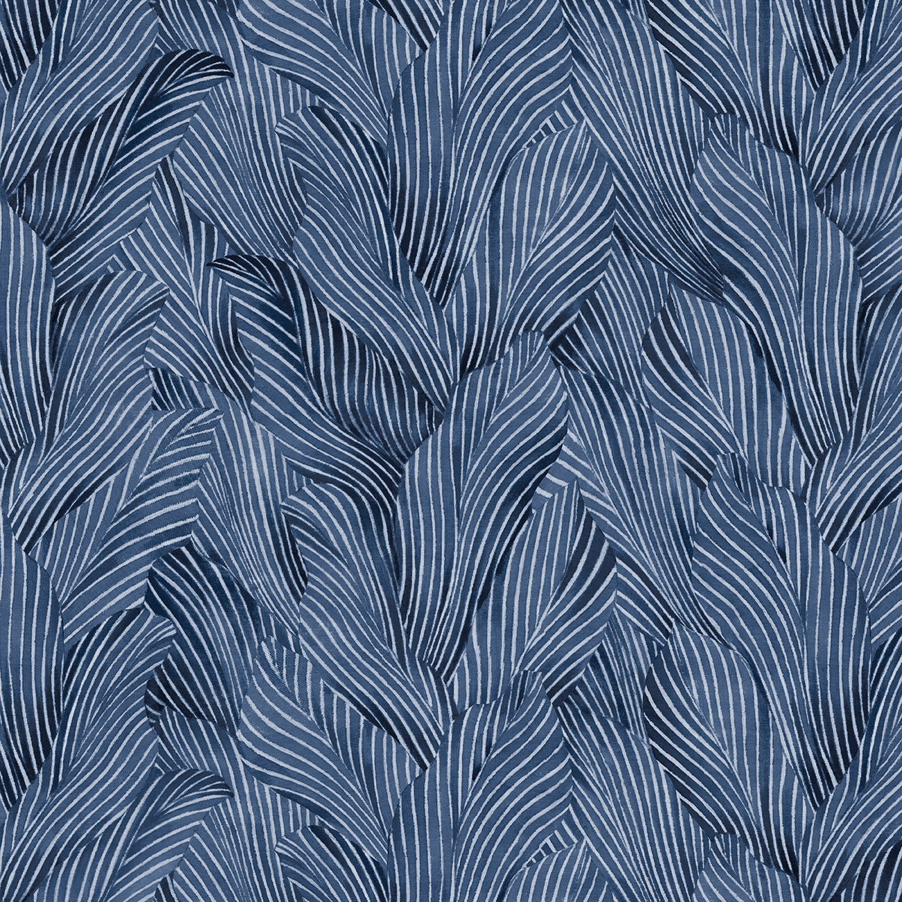 Fabric P & B Textiles Navy Tonal Leaves Earth Tones 108" Wide Back by the Quarter Yard EARW05785-N