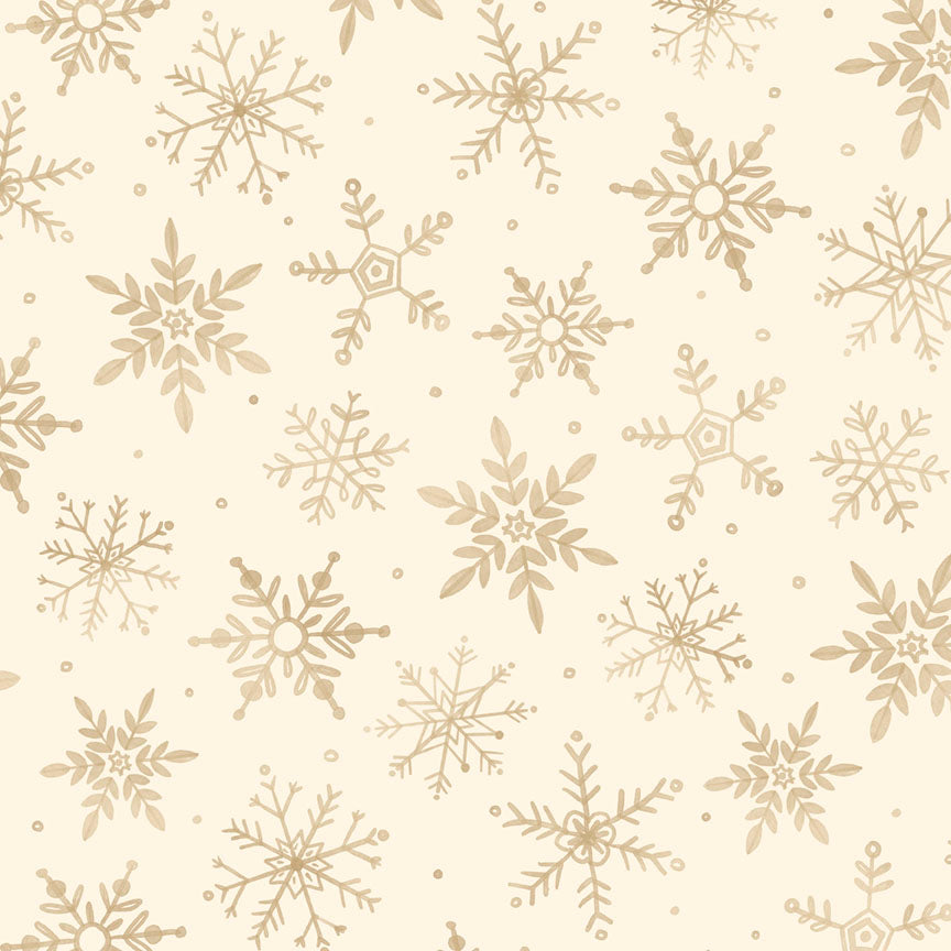 Fabric P & B Textiles Neutral Snowflakes First Frost 108" Wide Back by the Quarter Yard 6298-NE