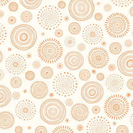 Fabric P & B Textiles Orange Tossed Geo Wheels Mini Menagerie by the Quarter Yard MMEN6121-EJ