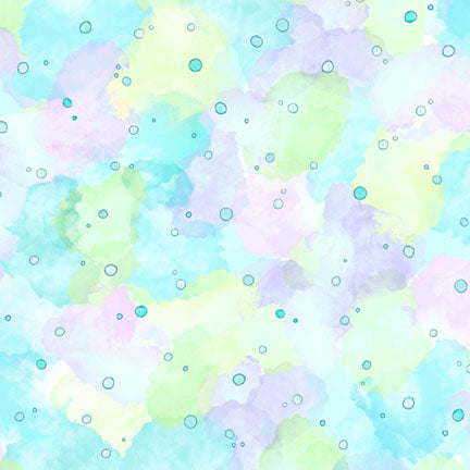 Fabric P & B Textiles Pastel Clouds and Bubbles Pondside Pals by the Quarter Yard POND-6040-LMU