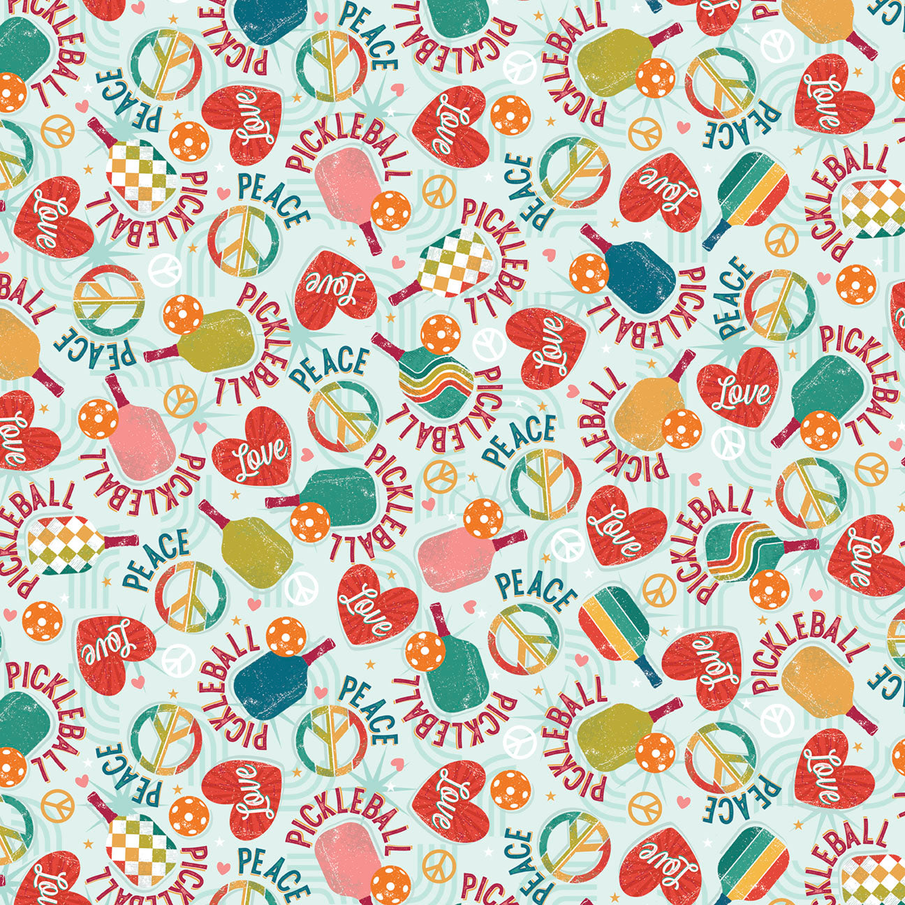 Fabric P & B Textiles Peace and Love Allover Peace, Love, Pickleball by the Quarter Yard PLPI-6025-M