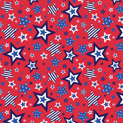 Fabric P & B Textiles Red Flag Stars Patriotic Minis by the Quarter Yard PMIN6052-R