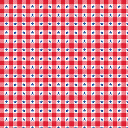 Fabric P & B Textiles Red Star Plaid Patriotic Minis by the Quarter Yard PMIN6049-R