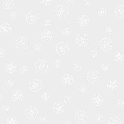 A light gray background with a repeating pattern of white sand dollar and sea urchin line drawings.
