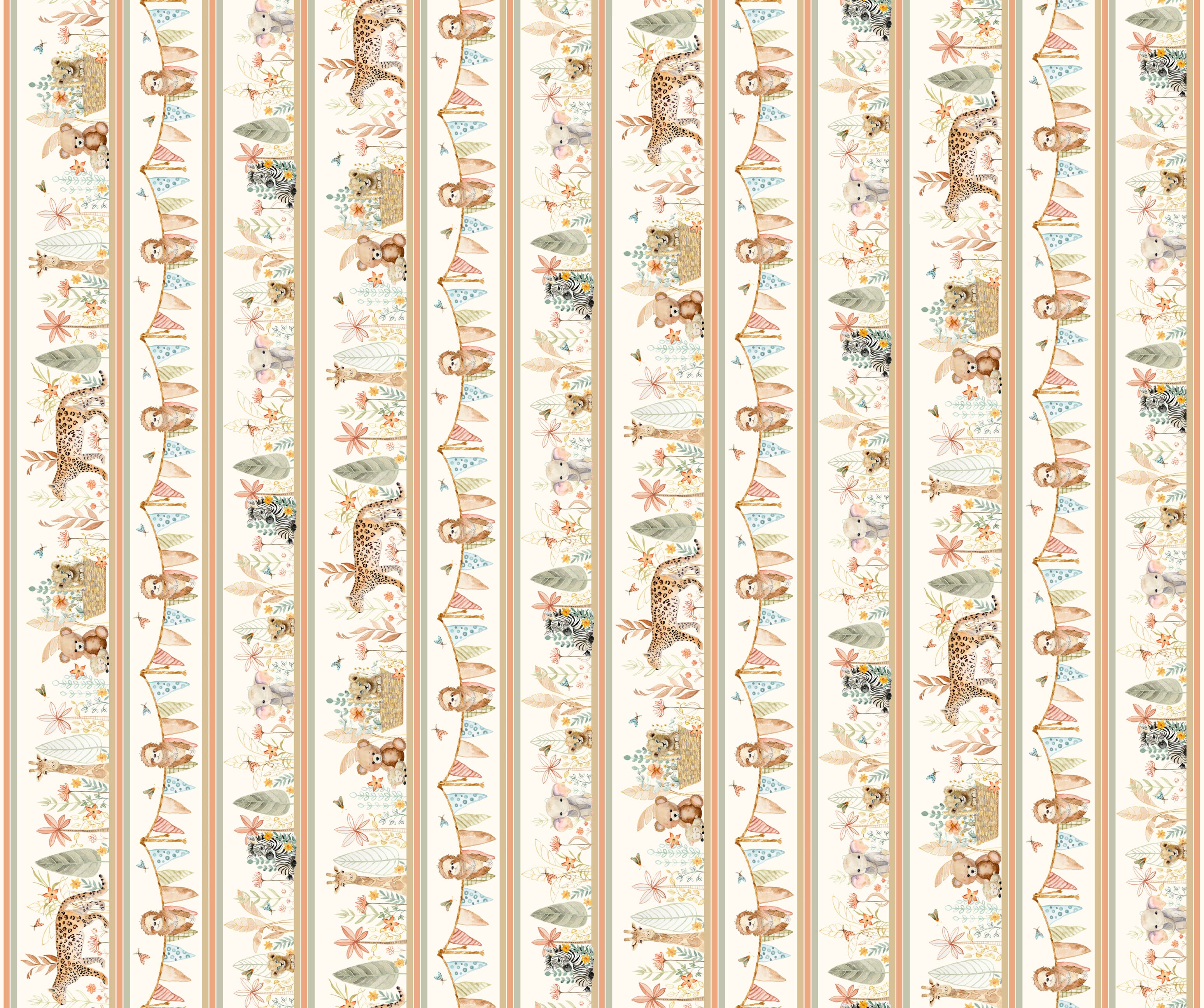 Fabric P & B Textiles Scenic Jungle Stripe Mini Menagerie by the Quarter Yard MMEN6116-MU