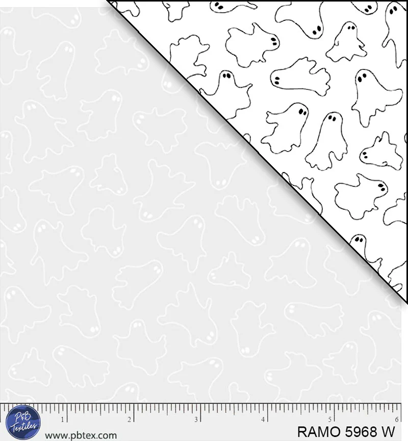 Fabric P & B Textiles Spooky Ghosts Ramblings for Every Occasion by the Quarter Yard 5968W