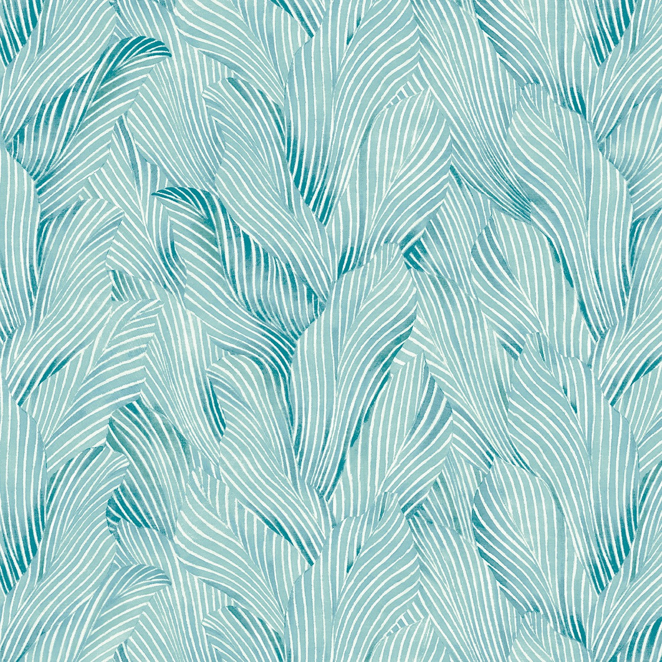 Fabric P & B Textiles Teal Tonal Leaves Earth Tones 108