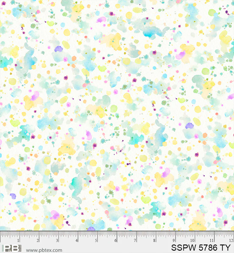 Fabric P & B Textiles Teal/Yellow Sally's Speckles 108" Wide Back by the Quarter Yard 5786-TY
