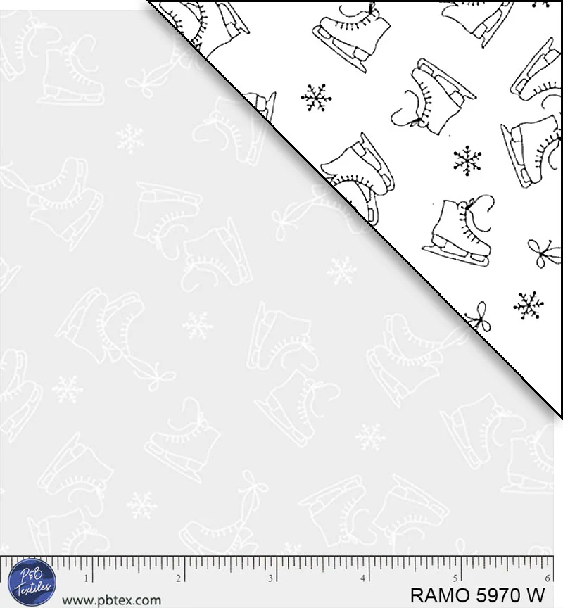 Fabric P & B Textiles Tossed Ice Skates Ramblings for Every Occasion by the Quarter Yard 5970W