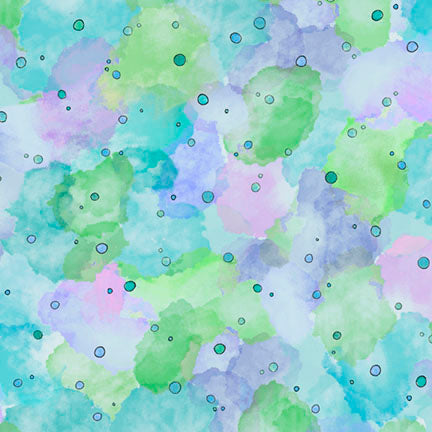 Fabric P & B Textiles Watercolor Clouds and Bubbles Pondside Pals by the Quarter Yard POND-6040-MU