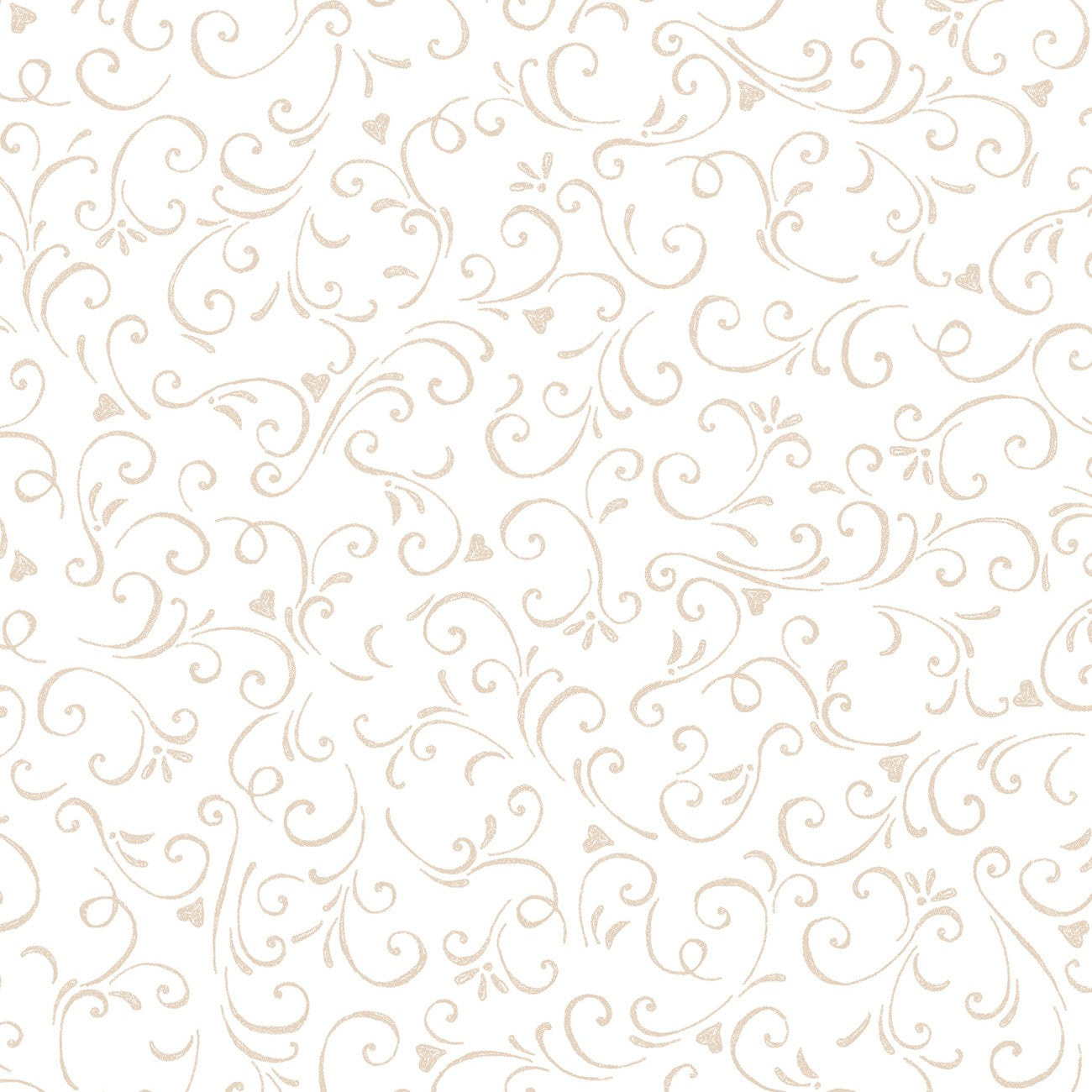 Fabric P & B Textiles White Chalk Scrolls Morning Treat by the Quarter Yard MTRE6107-WE