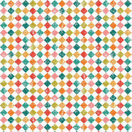 Fabric P & B Textiles White Multi Diamonds Peace, Love, Pickleball by the Quarter Yard PLPI-6029-WMU