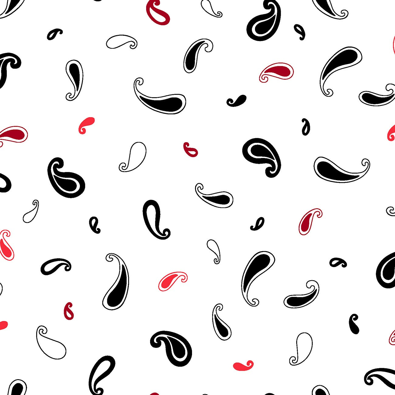 Fabric P & B Textiles White Tossed Paisleys Crimson Royale by the Quarter Yard CROY6067-W