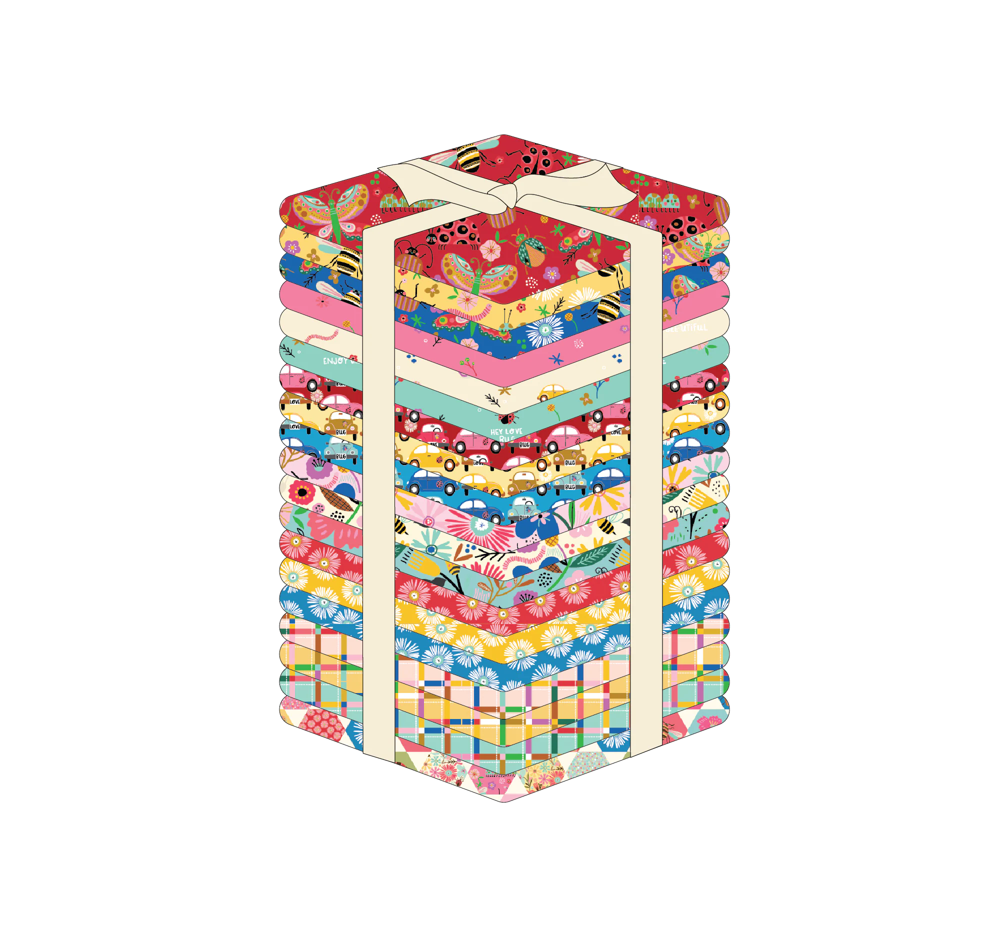 Fabric Poppie Cotton Hey Love Bug 19pc Fat Quarter Bundle BG25150