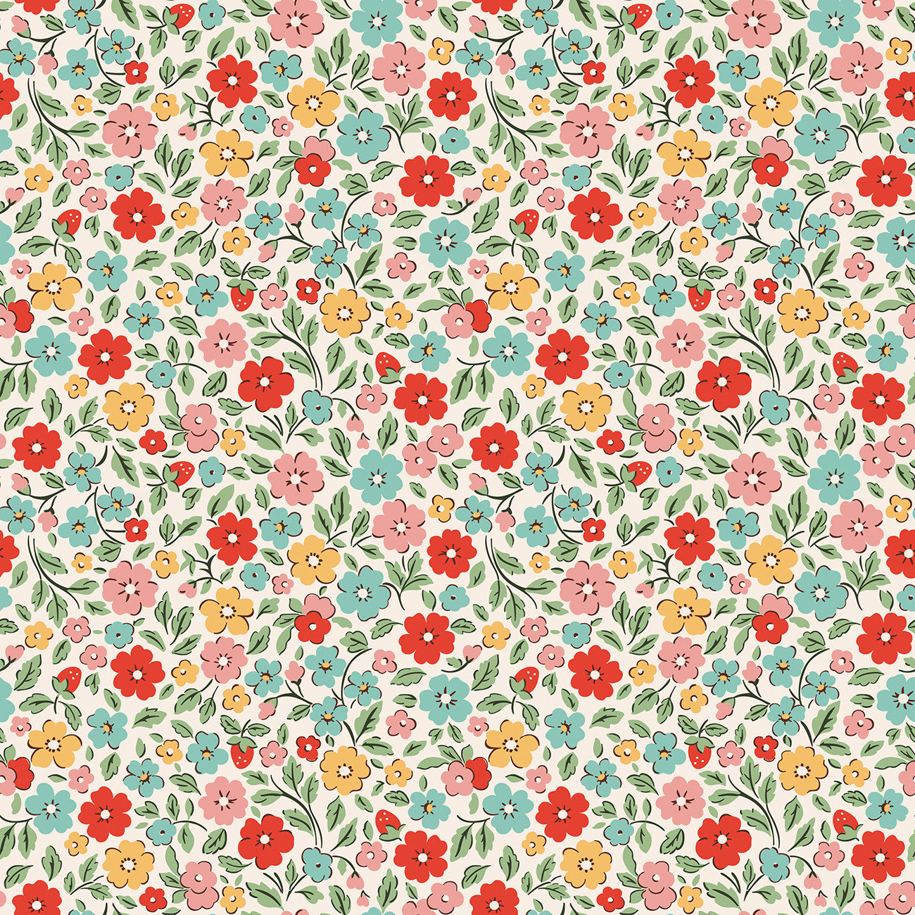 Fabric Poppie Cotton Multi Country Flowers Farmhouse Fancy by the Quarter Yard FH25950
