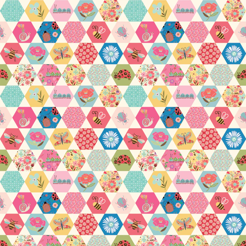 Fabric Poppie Cotton Multi Love Bug Hey Love Bug by the Quarter Yard BG25148