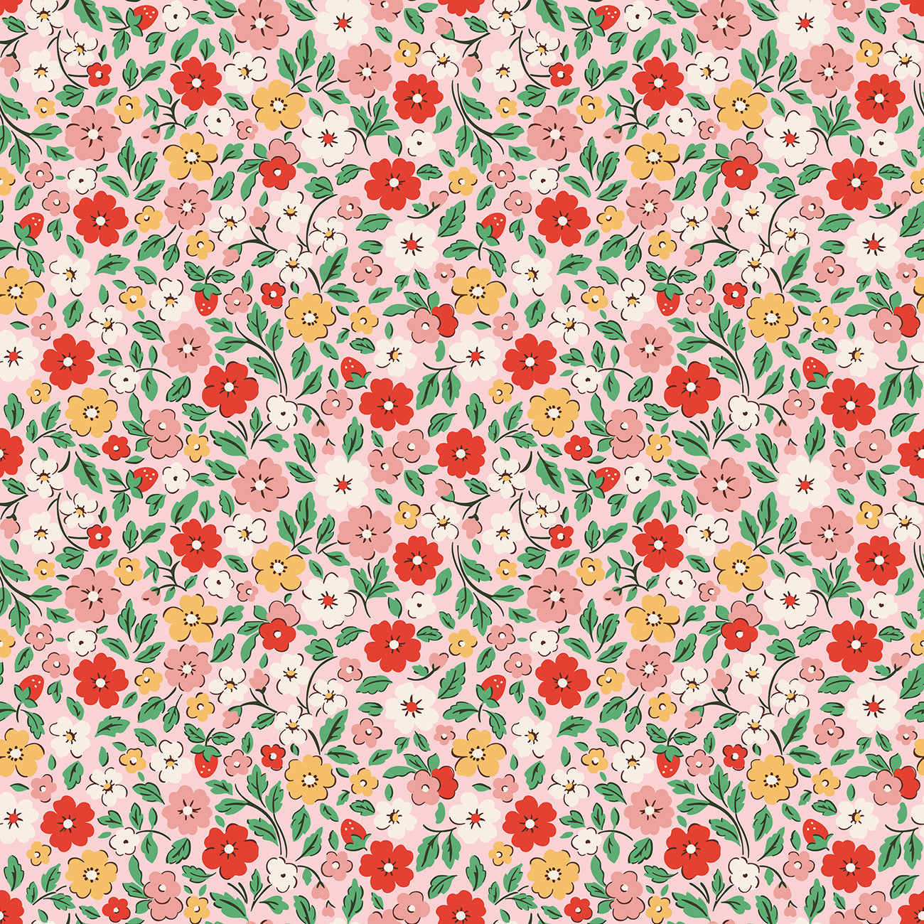 Fabric Poppie Cotton Pink Country Flowers Farmhouse Fancy by the Quarter Yard FH25953