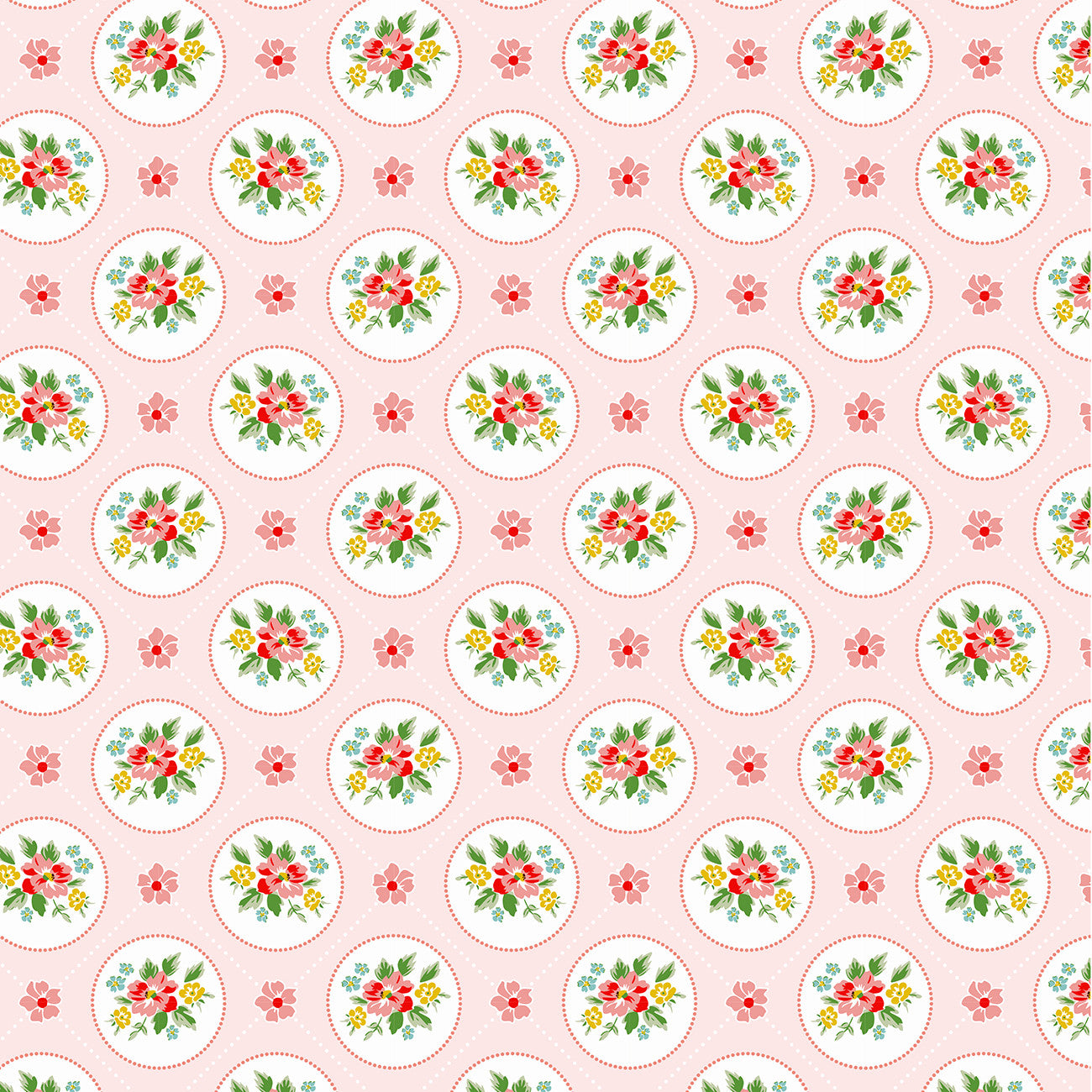 Fabric Poppie Cotton Pink Miss Marie Matilda by the Quarter Yard MA25117