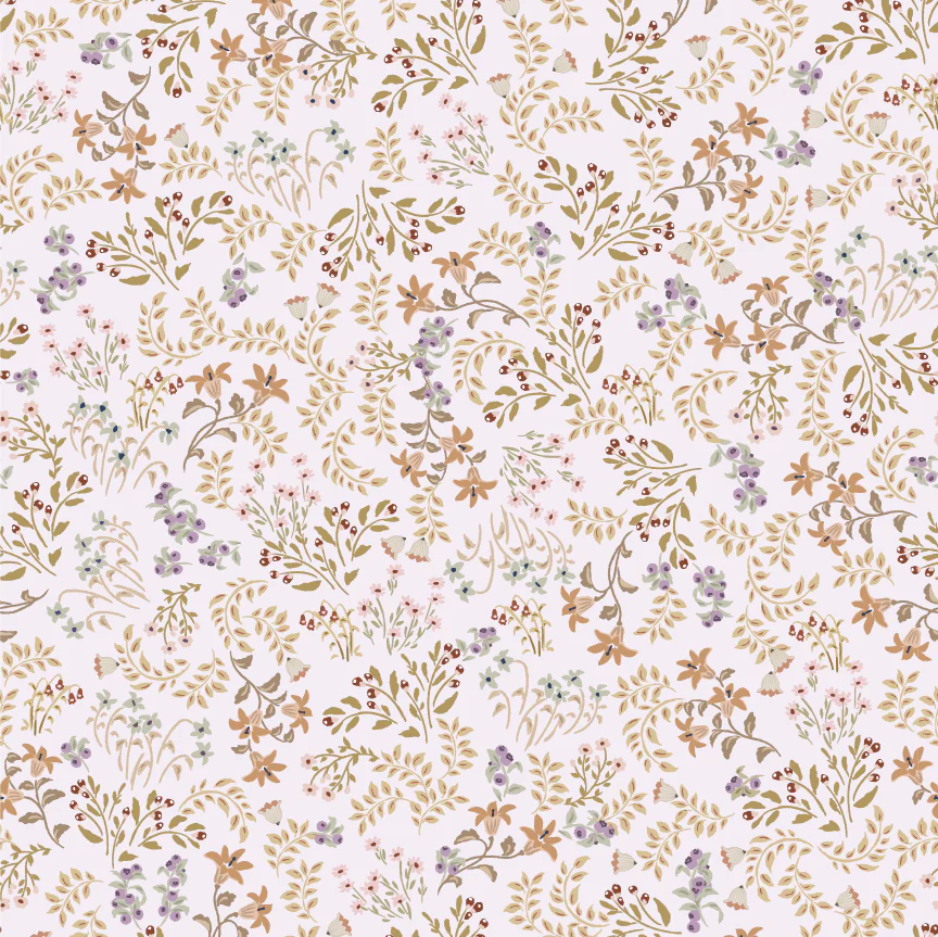 Fabric Poppie Cotton Soft Plum Wildflower My Darling Deer by the Quarter Yard DD25983