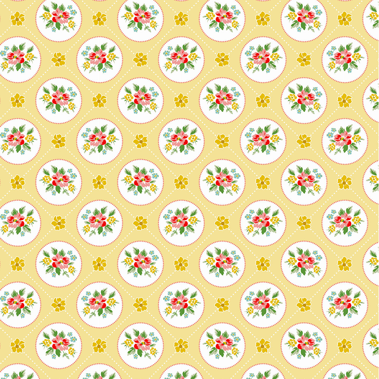 Fabric Poppie Cotton Yellow Miss Marie Matilda by the Quarter Yard MA25116