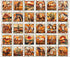 A square wall-hanging or tapestry featuring a 5x5 grid of western-themed paintings, each square showing a different horse, bull, cowboy, cactus, and desert landscape in warm earthy tones.