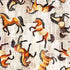 A repeating pattern of stylized horses in orange, cream, black, and brown on a light beige textured background.