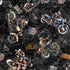 Fabric QT Black Grunge Biker Toss Stars Stripes & Steel by the Quarter Yard 31696-J