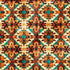 Geometric pattern with warm colors on a colorful geometric pattern