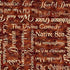 A close-up of a brown fabric pattern featuring multiple classic horror and mystery book titles in white and beige gothic script, including 'The Divine Comedy', 'Dracula', 'The Odyssey', and 'The Addams Family'.
