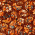 Decorative pattern of autumn leaves and berries on a brown background