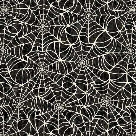 Fabric QT Charcoal Spiderweb Creepsville 108" Wide Back by the Quarter Yard 30206-K-WIDE