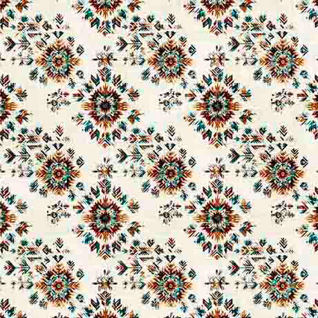 Pattern of geometric shapes and arrows on a beige background