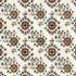 Pattern of geometric shapes and arrows on a beige background