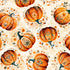 Pattern of decorative pumpkins with floral elements on a beige background