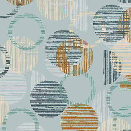 Fabric QT Dusty Aqua Overlapping Circle in Linen Blend Wisps on the Wind by the Quarter Yard 31786-QLIN