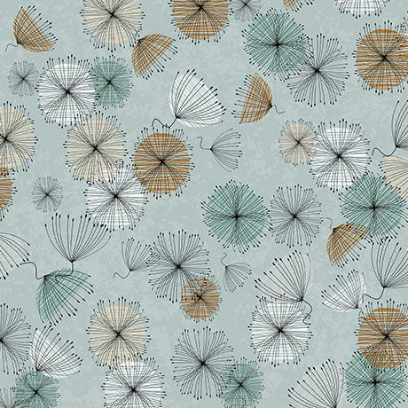 Fabric QT Dusty Aqua Small Contempo Flowers in Linen Blend Wisps on the Wind by the Quarter Yard 31783-BQLIN