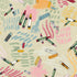 A repeating pattern featuring illustrated crayons in various colors scattered across a textured beige background with pastel scribbled marks in pink, blue, green, and orange.
