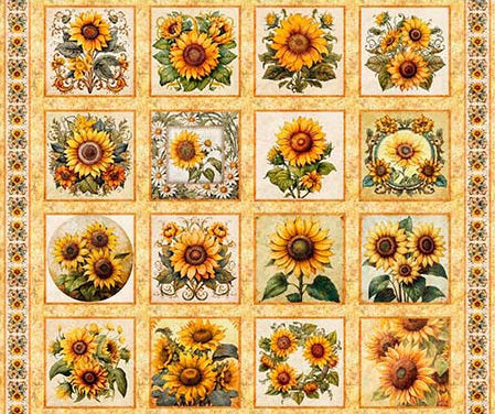 Fabric QT Maize Sunflower Serenade Picture Patches Panel 31801-S