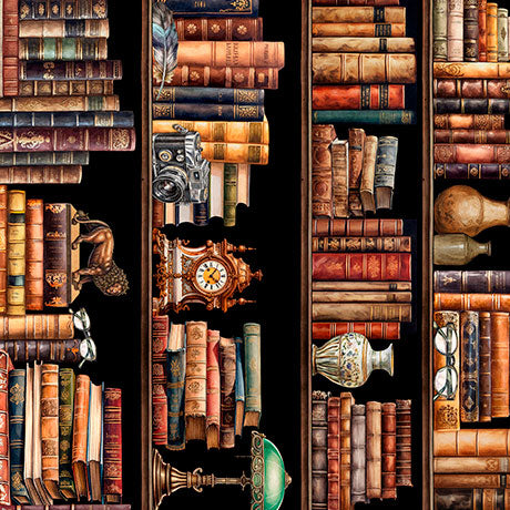 Collage of vintage books and objects on a dark background
