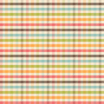 Fabric QT Multi Gingham Chickens in the Meadow by the Quarter Yard 31822-X