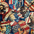 Collage of American-themed images including guitars, hats, and flags.