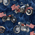 Fabric QT Navy Motorcyles & American Flags Stars Stripes & Steel by the Quarter Yard 31697-N