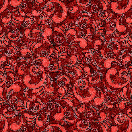 Red floral pattern on a red background