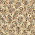 A repeating pattern of ornate black and dark brown musical treble clefs and flourishes over a textured beige background with subtle warm orange-brown highlights.
