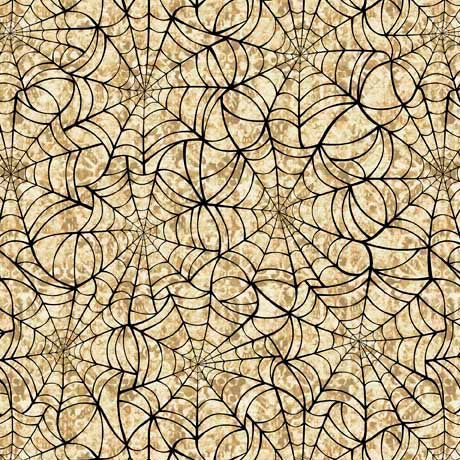 Fabric QT Tan Spiderweb Creepsville 108" Wide Back by the Quarter Yard 30206-A-WIDE