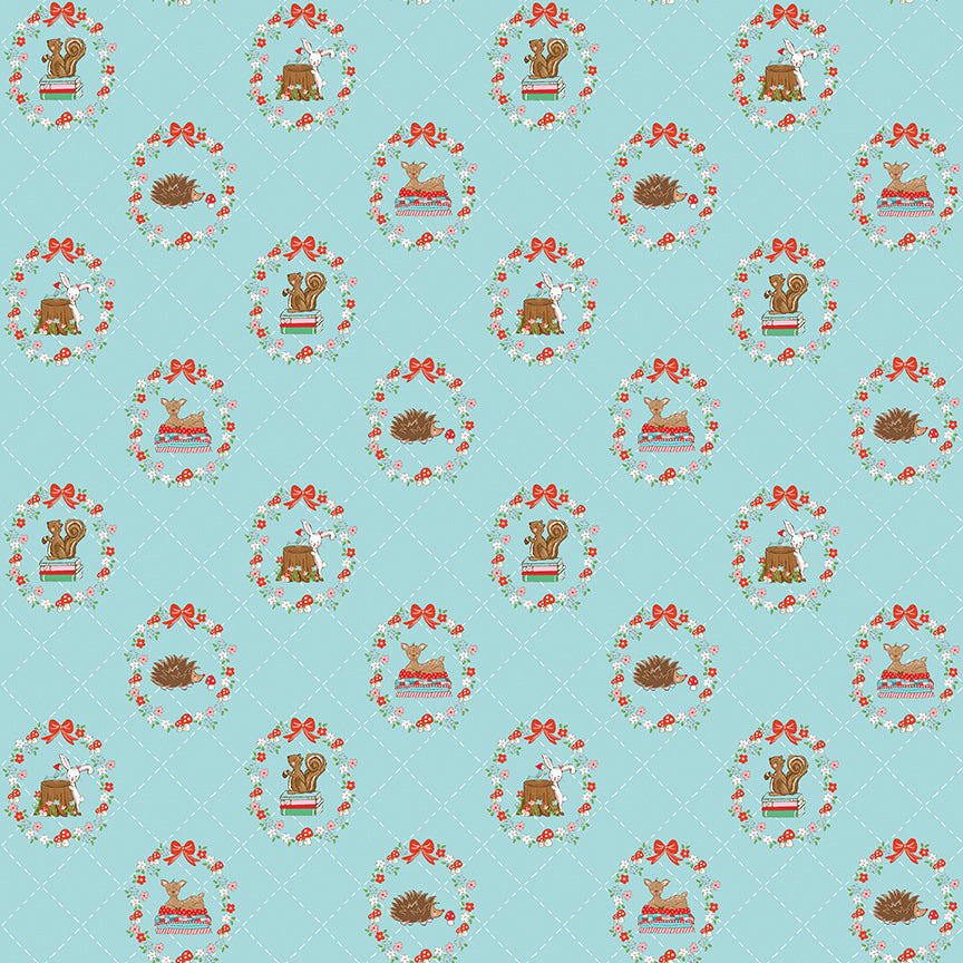 Fabric Riley Blake Aqua Animals Whimsical Woodland by the Quarter Yard C17641-AQUA