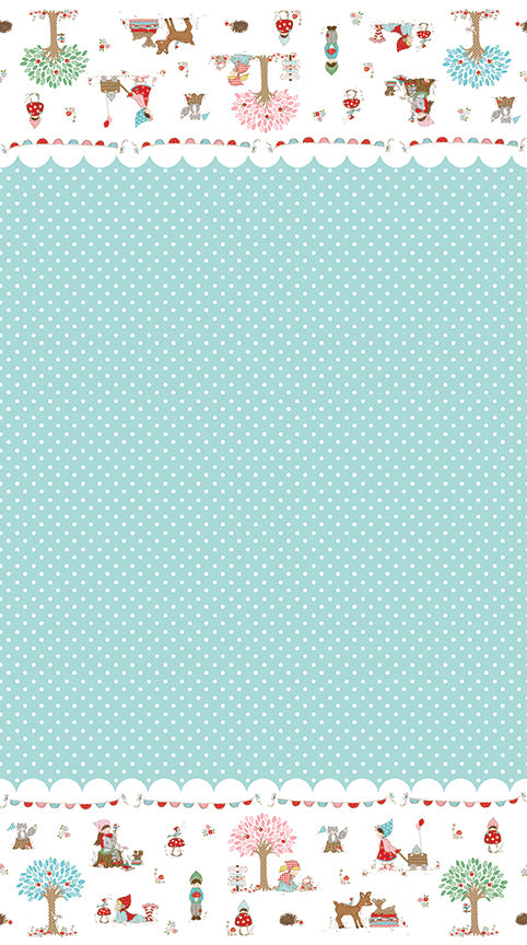 Fabric Riley Blake Aqua Border Print Whimsical Woodland by the Quarter Yard C17648-AQUA