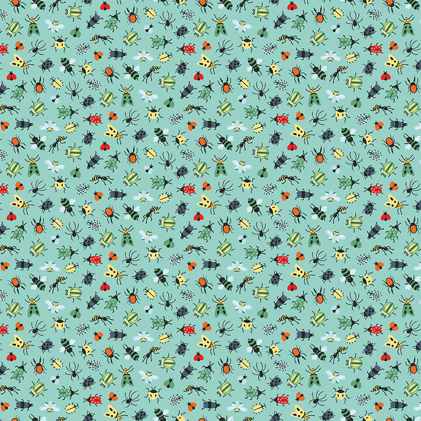 Fabric Riley Blake Aqua Bug Life Happy Haven by the Quarter Yard C17623-AQUA